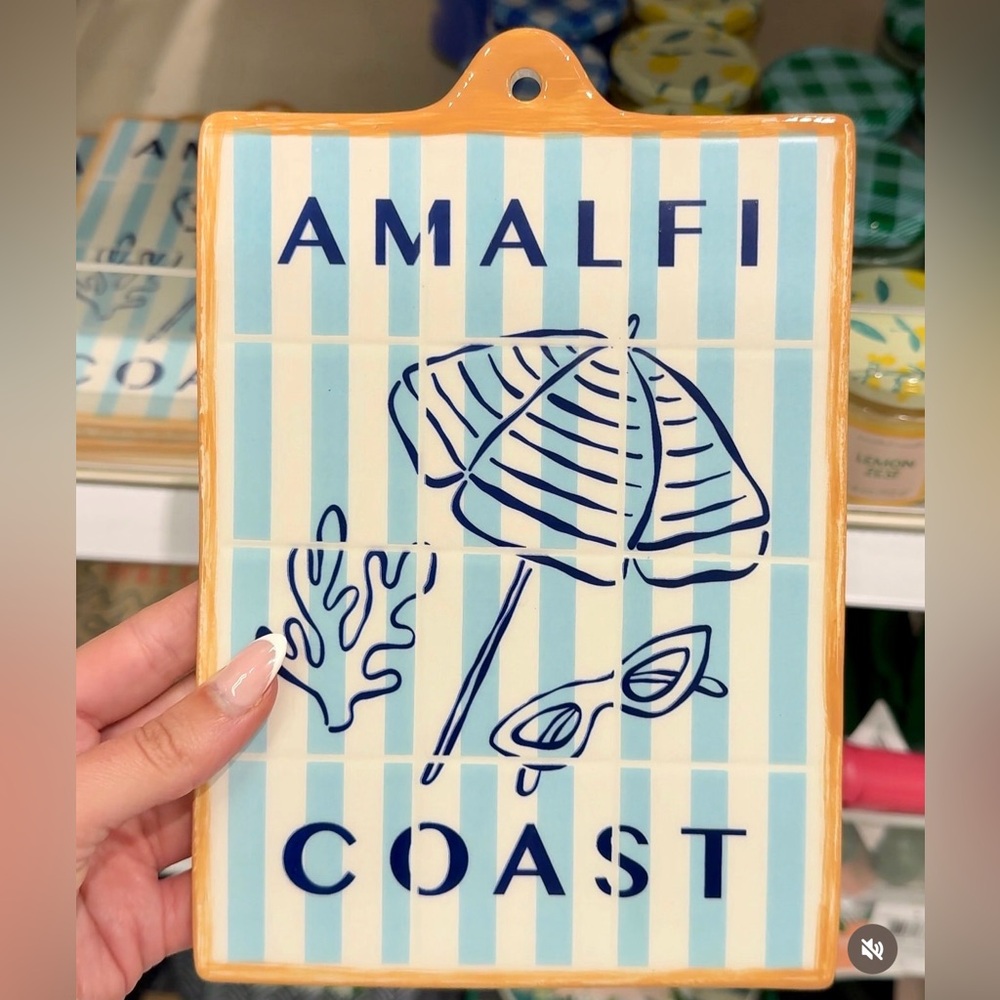New Target Bullseye Playground Summer Amalfi Coast Blue Ceramic Wall Decor Board